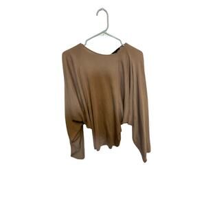 COS Neutral Brown Wool Classy Oversized Dramatic Sleeve Fitted Sweater Preppy